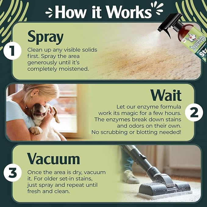 Sprinkle & Sweep: Pet Stain & Odor Enzyme Spray - 24oz, 2 Pack - No Scrubbing Concentrated Formula, Dog & Cat Urine Destroyer, Carpet Spot Cleaning