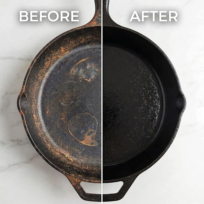 Culina Supreme Cast Iron Care Set: Restoring Scrub, Cleaning Soap & Conditioning Oil | Best for Cleaning Care, Washing & Restoring | 100% Plant-Based | for Cast Iron Cookware, Skillets, Pans & Grills!