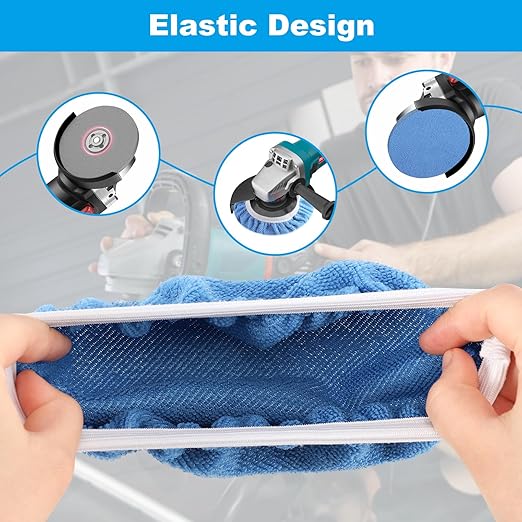 40 PCS Polishing Bonnet Pads,9 to 10 Inches Buffer Bonnets,Car Polisher Pad Bonnet,Buffing Pad Cover Waxers Bonnet,Mix Pack 24 Microfiber, 8 Non-Woven, 8 Woolen for Car Polisher