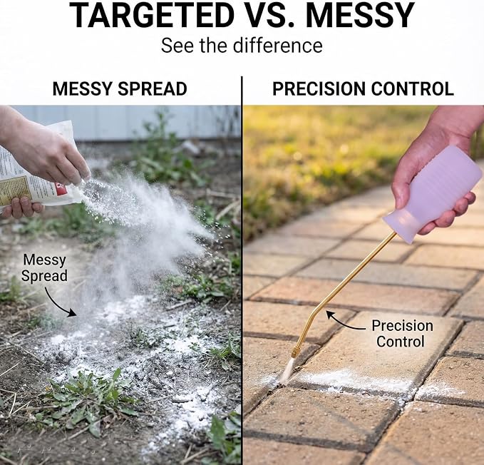 Diatomaceous Earth Duster, 230ml Large, Powder Duster Kit with Long Copper Tube & Folding Funnel, Indoor Outdoor Silicone Sprayer Heavy Duty Bulb Applicator for Home and Garden(White)