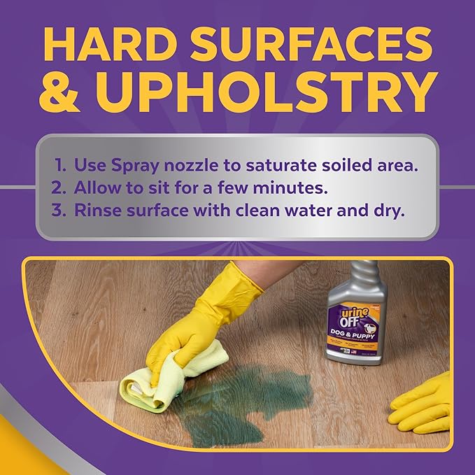 urineOFF Puppy & Dog Pet Stain Remover & LED Urine Finder Light | Freshly Scented Carpet Cleaner | Bio Enzymatic Stain & Urine Odor Remover | Pet Safe Cleaner | 16 oz.