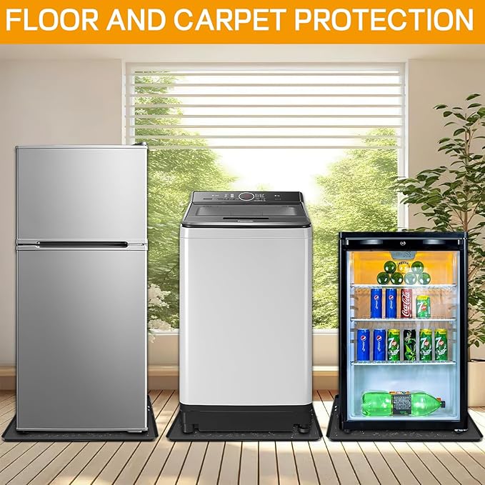Mini Fridge Silicone Mat,24''x24''x0.5''-Fridge Drip Tray Concave and convex design is leak-Proof and Non-Slip Perfectly Compatible with Washer, Dryer, Wine Cooler, Dishwasher ect (Black)