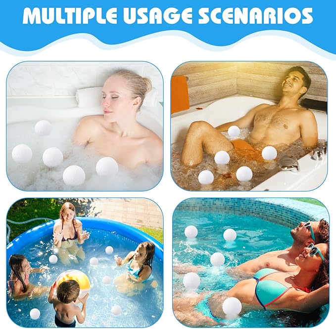 Gerrii 6 Pack Hot Tub Scum Absorber Ball 3 Inch Reusable Pool Sponge Oil Scum Washable Absorber for Pool Spas Keep Water Clean Floating Removal Filter