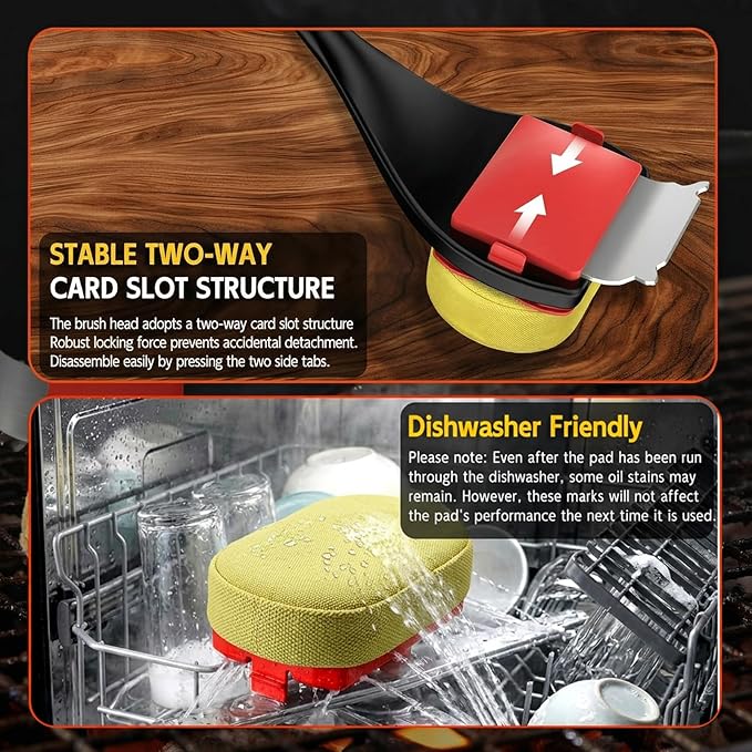 Bristle Free Grill Brush with Scraper, 4 Cleaning Head BBQ Grill Cleaning Brush, Dishwasher-Safe Grill Cleaner Tool for Gas,Charcoal,Ceramic