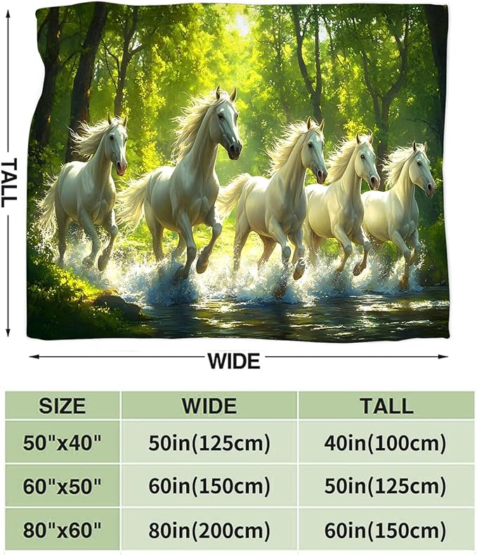 Tijuboni Horses Throw Blanket Horse Gifts for Girls Boys Women Men Kids Adults Soft Flannel Fleece Blanket for Couch Sofa Bed Home Decor 60"x80"