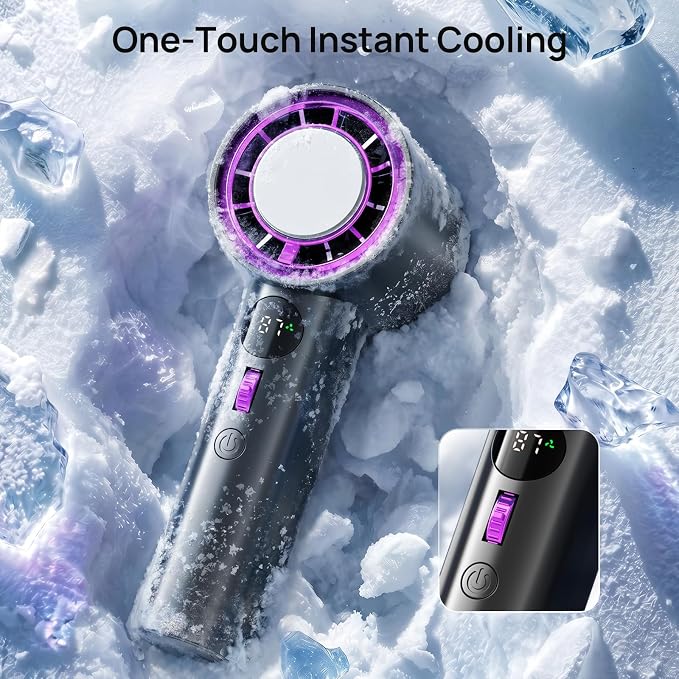 Antarctic Star Rechargeable Personal Cooling Fan with Instant Chill Function, 100-Speed Stepless Adjustment and LED Screen for Travel & Office