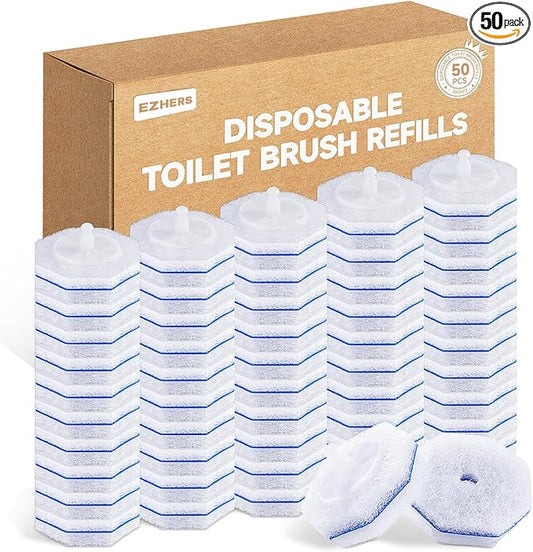 50 Count Toilet Wand Refills for Clorox, 5X Cleaning Power Toilet Bowl Wand Refills & High-Density Disposable Toilet Brush Scrubber - No Falling Apart, Instant Foam for Bathroom Cleaning