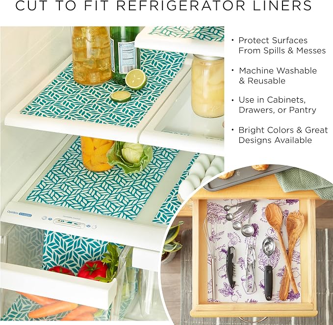 DII Fridge Liner Collection Non-Adhesive, Cut to Fit, 12x24, Navy Lattice, 6 Piece