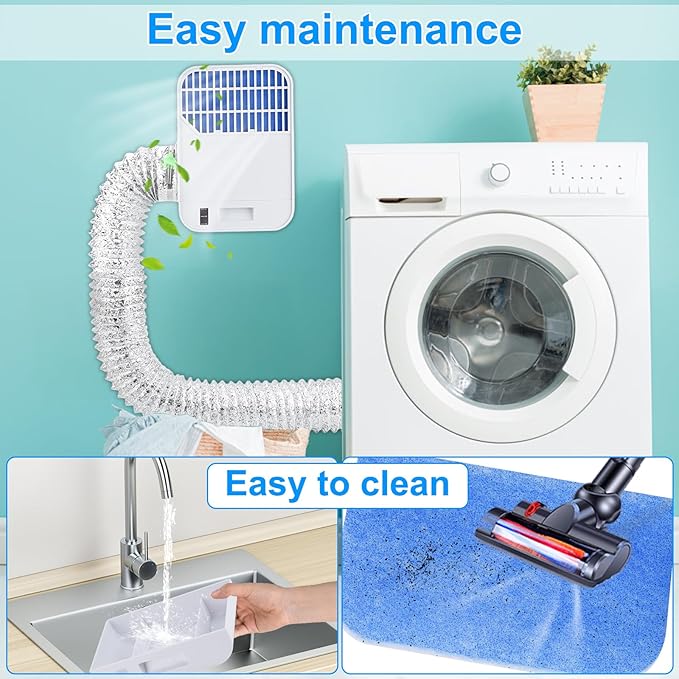 2025 New Upgraded Indoor Dryer Vent Kit for Electric Clothes Dryer, 3-in-1 Indoor Dryer Lint Trap with 6 Polyester Filter&10ft Dryer Vent Hose,Enhance Air Quality,Energy Efficient Water Drawer System