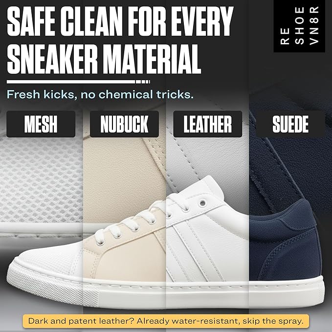 RESHOEVN8R Shoe Protector Spray - Rain and Stain - (6.5oz) - Waterproof Spray for Shoes, Quick-Drying, No Chemicals, Sneakers, Suede, Canvas, Light Leather, White Shoe - Long Lasting Protector