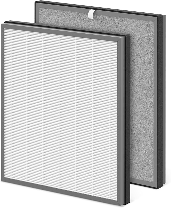 2 Packs Upgraded 3-in-1 HE402 Replacement Filter for Shark HE400 HE401 HE402 HE405 4 Fans Air Cleaner Purifier, 3 Stages Filtration with H13 True HEPA, Activated Carbon Filters, Part # HE4FKPET