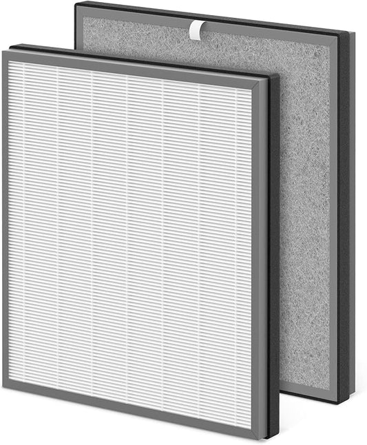 2 Packs Upgraded 3-in-1 HE402 Replacement Filter for Shark HE400 HE401 HE402 HE405 4 Fans Air Cleaner Purifier, 3 Stages Filtration with H13 True HEPA, Activated Carbon Filters, Part # HE4FKPET
