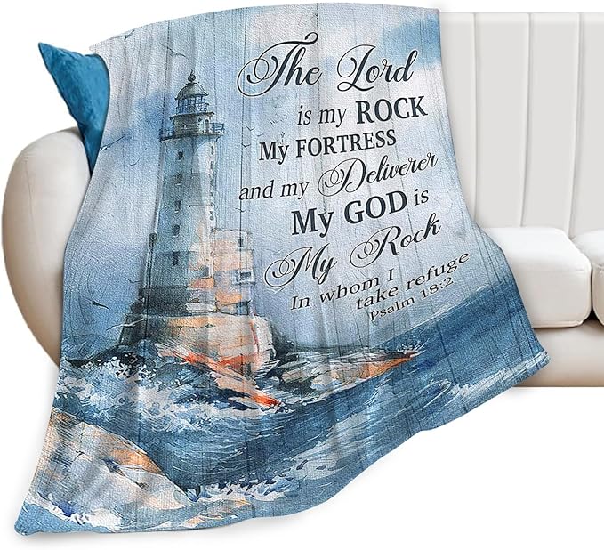 Tijuboni Ocean Nautical Lighthouse Throw Blanket Christian Religious Gifts for Women Men Girls Boys Kids Adults Soft Flannel Fleece Blanket for Couch Sofa Bed Home Decor 50"x60"