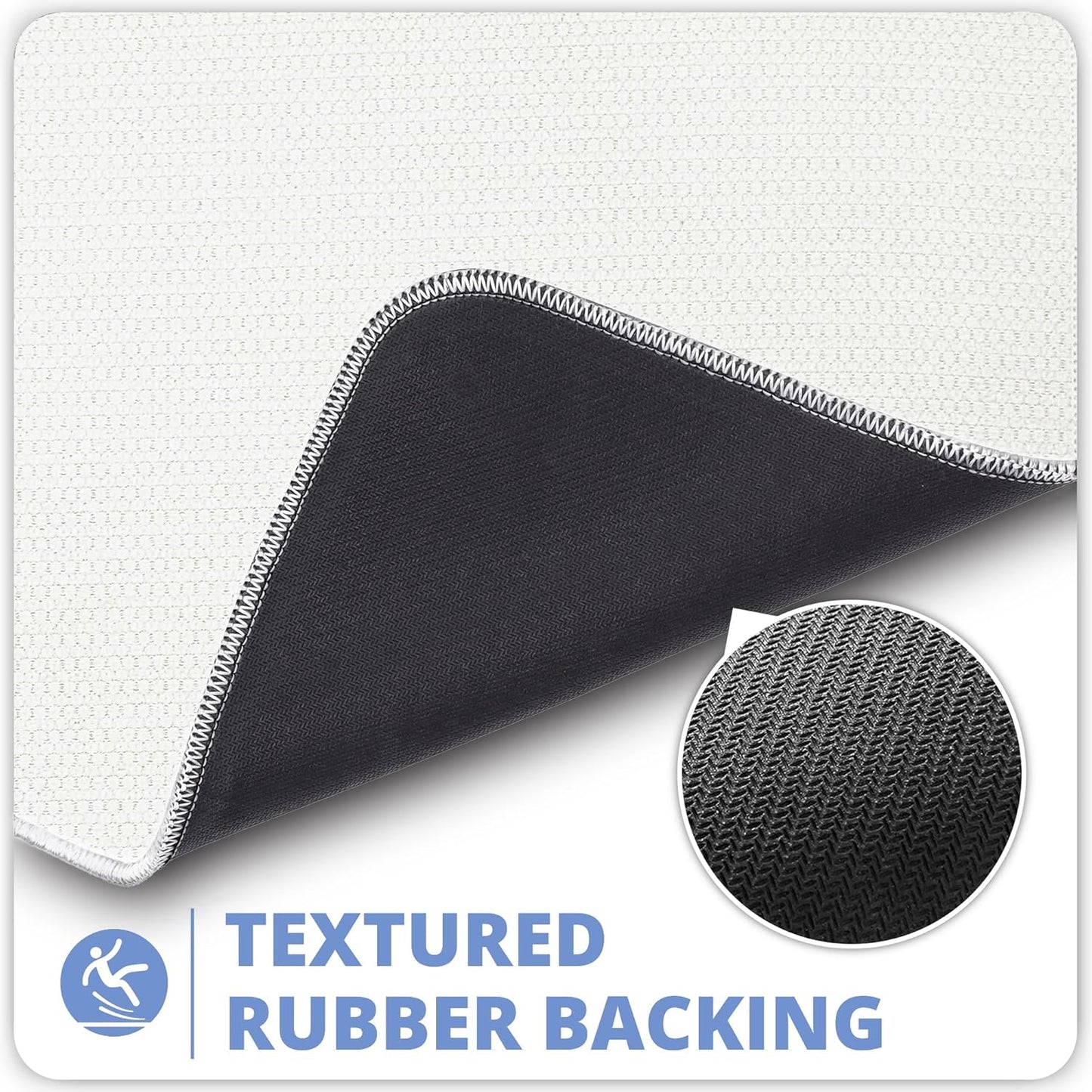 Bath Mat,Ultra Thin Bathroom Runner Rugs,Large Bath Mats for Bathroom,Quick Dry,Non-Slip,Machine Washable,Low Pile,Bath Rug,Shower Outside,Sink,Home Decor Accessories.White,1'5"x4'11"（17x59inch）