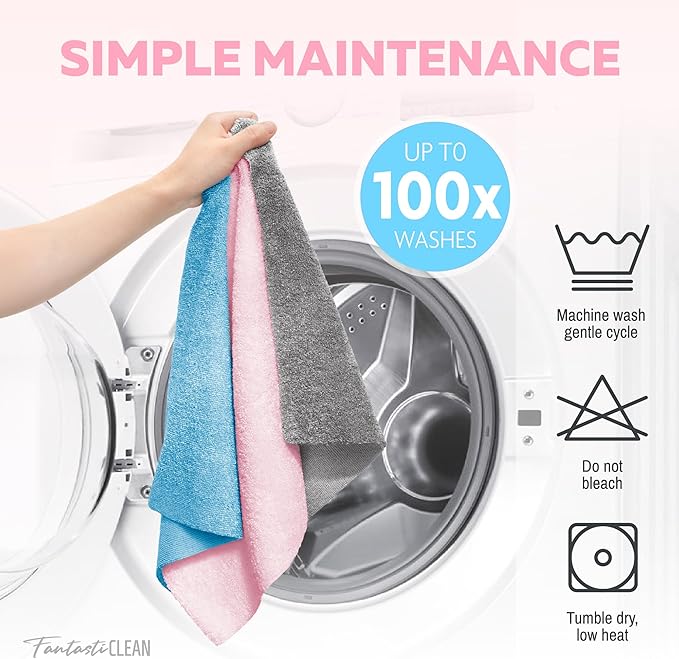 Fantasticlean Tear-Away Microfiber Cleaning Cloth Roll, 12'' by 12''- 36 Sheets, Thick & Large Detailing Towels, Ultra Absorbent, Lint-Free Reusable Wipes for Home, Car or Outdoor (Glossy Grey)