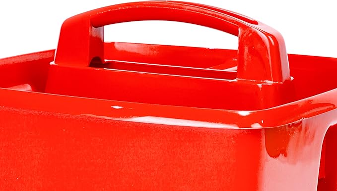 Storex 3-Compartment Small Caddy – Multipurpose Classroom Organizer with Handle, Red, 5-Pack (00949U06C)