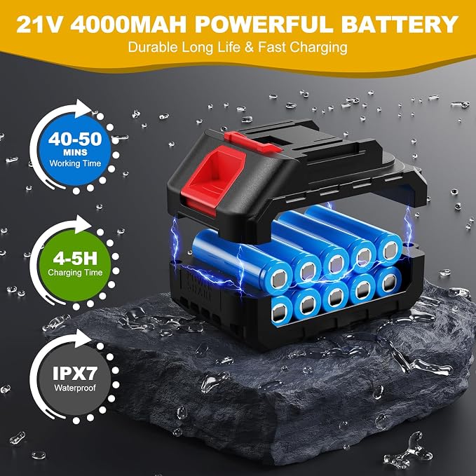 EVEAGE Cordless Power Pressure Washer 1000PSI, 2.5GPM Adjustment Portable Power Cleaner, Rechargeable Battery Powered Handheld High-Pressure Washer Gun for Car, Home Floor Cleaning