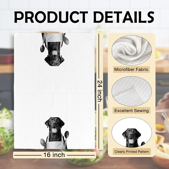Funny Chef Labrador Retriever Kitchen Towels Set of 2, Labrador Retriever Gifts for Women Dish Tea Towels for Kitchen, Dog Mom Lovers Owner Gifts Decorative Hand Towel, 16x24 Inch