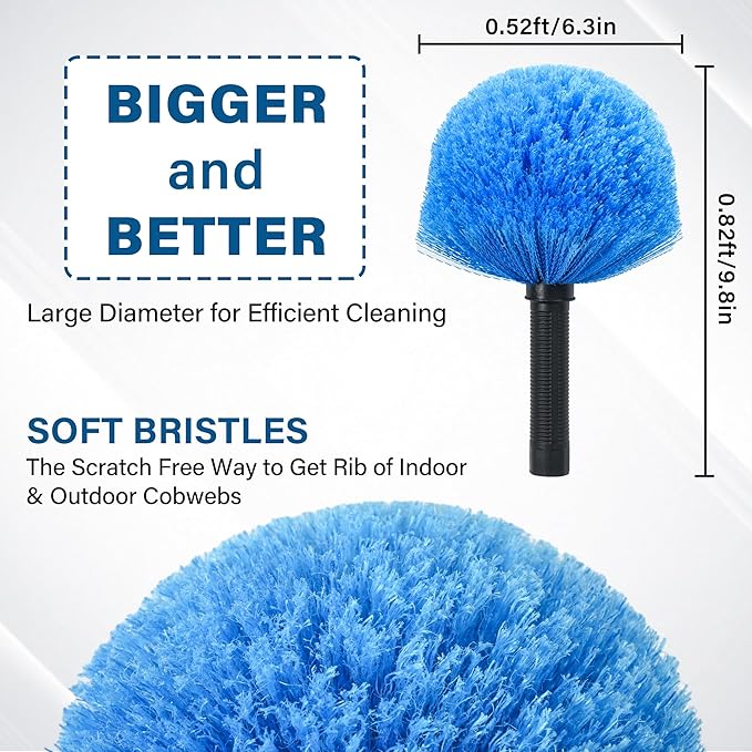 26 Feet High Reach Cobweb Duster with 6-21Ft Extension Pole, Webster Cobweb Duster with Telescopic Aluminum Pole, Spider Web Brush for Outdoor & Indoor Cleaning