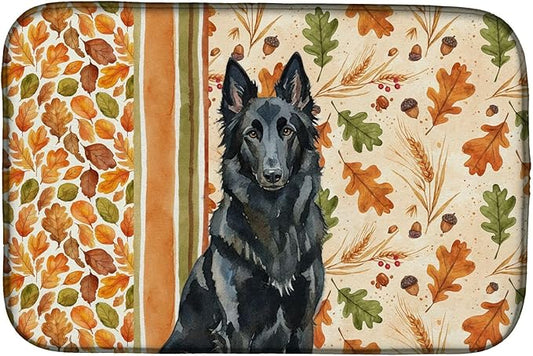 Caroline's Treasures Belgian Sheepdog Groenendael Heirloom Fall Dish Drying Mat Absorbent Dish Drying Mat Pad for Kitchen Counter Dish Drainer Mat for Countertop, 14 x 21", Multicolor