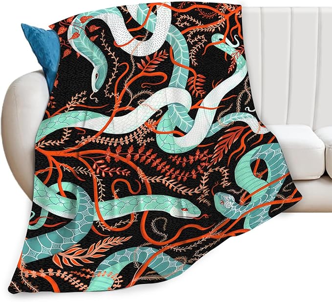 Tijuboni Snake Throw Blanket Snake Gifts for Girls Boys Women Men Kids Adults Soft Flannel Fleece Blanket for Couch Sofa Bed Home Decor 50"x60"