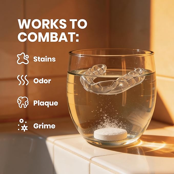 Coffee and Tea Retainer Cleaner Tablets, Removes Odors, Stains, and Plaque, 4-Month Supply, Denture Cleanser for Caffeine Enthusiasts, 120 Tablets by M3