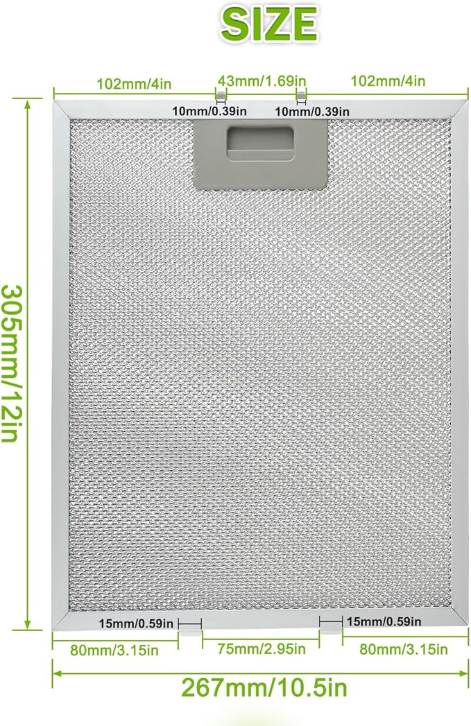 W10169961A Range Hood Filter Replacement 5 Layer Aluminum Mesh Hood Grease Filter Fit for Whirlpool, Kitchen Aid, Jenn-Air Range Hoods(2PCS)