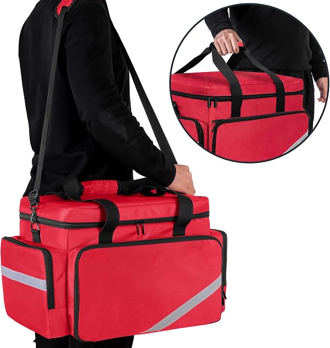 Trunab Rolling Medical Bag with Detachable Trolley, Nurse Rolling Bag with Removable Dividers 15.6” Laptop Sleeve, First Aid Responder Bag Empty for Home Health Nurses, Doctors, EMT, EMS