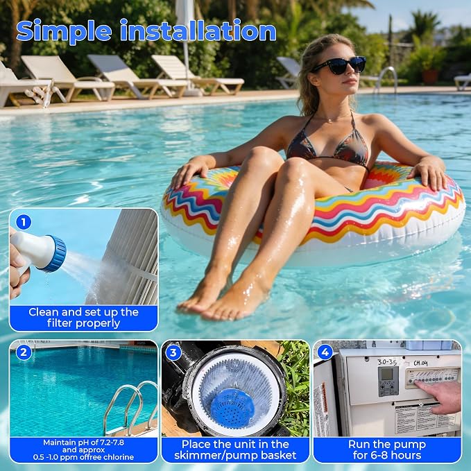 Pool Filters Replacement Cartridge -Quick and Easy Installation Pool Unit for 7.5k-20k Gallons Swimming Pools (Blue and White)