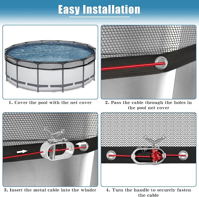18 FT Pool Leaf Net Cover for Above Ground Pools, Ultra-Fine 0.15’’ Mesh Pool Cover with Winch & Cable, Pool Leaf Cover Prevents Leaves and Debris from Entering Pool