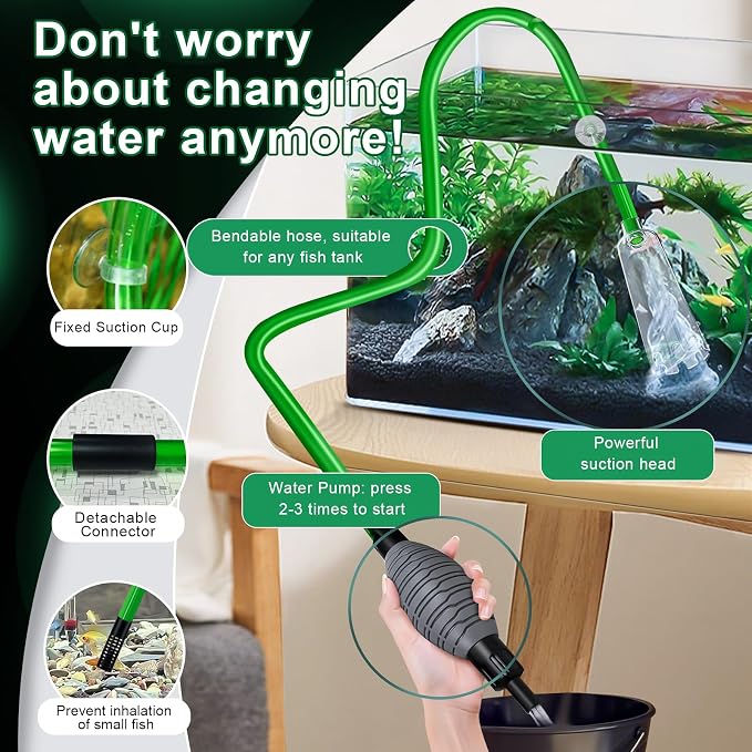 boxtech Fish Tank Water Change, Vacuum Siphon Water Changer Pump Sand Cleaner for Aquarium Water Filter