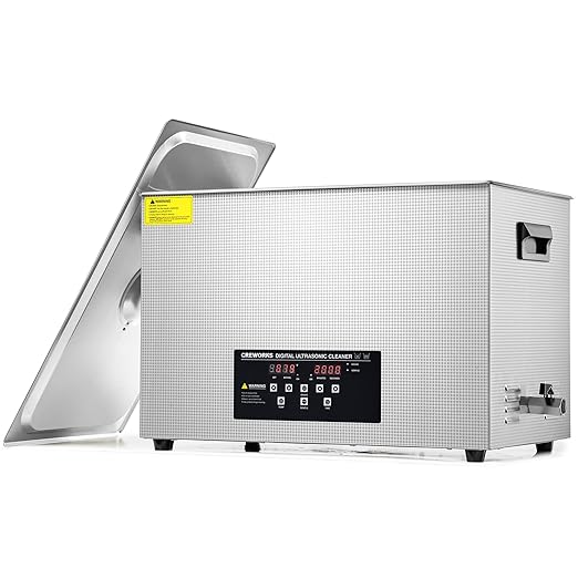 CREWORKS 30L Digital Ultrasonic Cleaner with Degas Gentle Modes, 7.9 gal. Ultrasonic Cleaning Machine, 600W Professional Ultrasound Cleaner with 600W Heater & 30 min Timer for Auto Machine Parts Tools