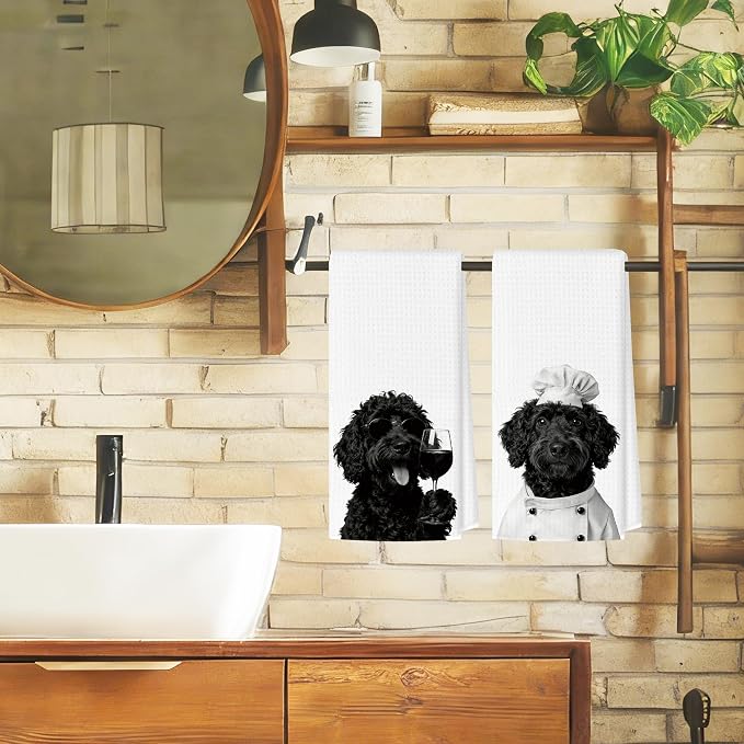 Funny Goldendoodle Kitchen Towels Set of 2, Dog Kitchen Bar Accessories, Dog Chef Gifts for Women Decorative Hand Towels for Kitchen Decor, Goldendoodle Lovers Gifts Tea Towel, 16x24 Inch
