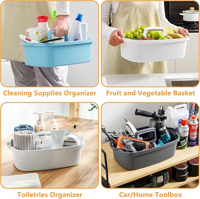 Goderewild Multi-Purpose Cleaning Caddy with Handle, Shower Caddy Organizer/Storage Basket/Totes Portable for Bathroom Supplies, Cleaning Products, Under Sink Tool (Translucent Gray, 1 Pack)