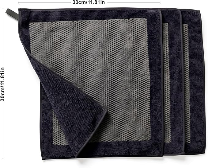 CACHIL 3 Pcs Clay Towel - Auto Detailing Clay bar Towel - Decontaminate Paint and Glass for Smoth Washing - Improve Wax and Sealant Bonding, Enhance Gloss and Color Depth - 12" x 12"（Black）