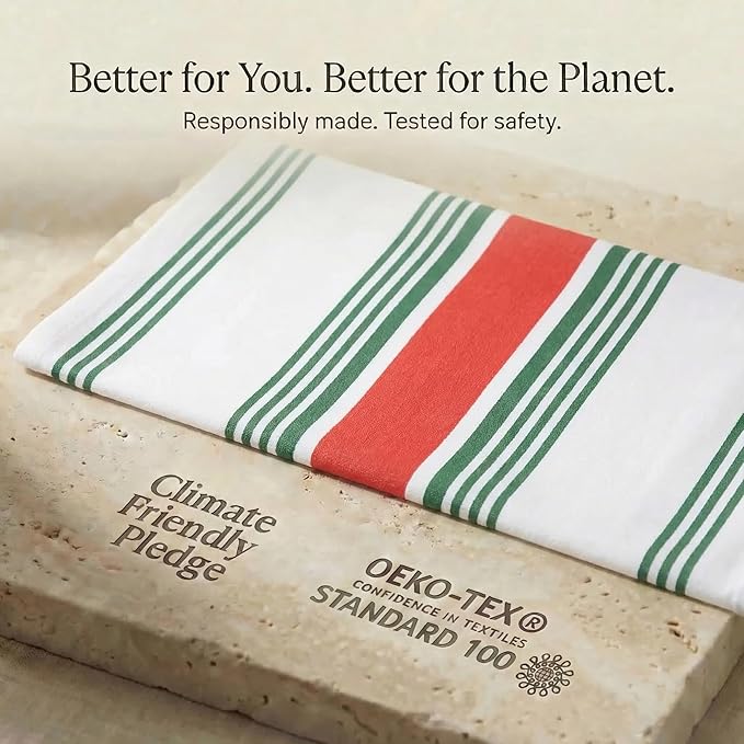 Urban Villa Kitchen Towels 100% Cotton Dish Towels for Kitchen (Set of 6) 20”x30” Dish Cloths Highly Absorbent Kitchen Linen Set with Hanging Loop Perfect for Drying Dishes Cleaning Towels- Christmas