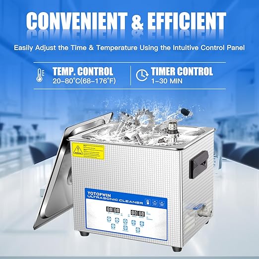 Large Professional Ultrasonic Cleaner 10L with Digital Timer & Heater Ultra Sonic Parts Cleaner Carburetor Cleaning Machine Lab Ultra Sound Cleaner Stainless Steel Tank, Fast Cleaning for Tools PCB