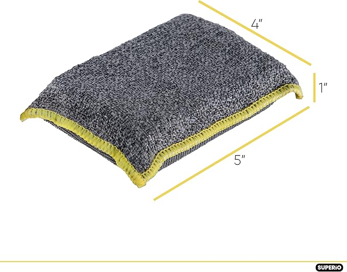 Superio 36-Pack Miracle Microfiber Scrubbing Sponge, Extra Scrubbing Power Kitchen Sponge, Sink, Pot, Pan and Dish Washing, Super Absorbent and Rapid Drying, Multi-Grey