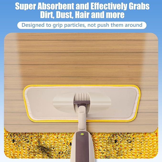 HOMTOYOU Spray Mops with 9 Reusable Pads: Wet Mop for Hardwood Tile Wood Laminate Vinyl - Absorbs Pet Hair Dust