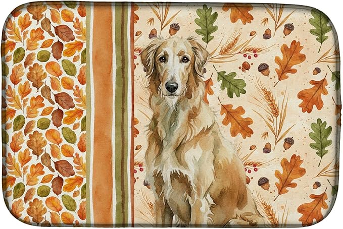 Caroline's Treasures Wheaten Scottish Deerhound Heirloom Fall Dish Drying Mat Absorbent Dish Drying Mat Pad for Kitchen Counter Dish Drainer Mat for Countertop, 14 x 21", Multicolor