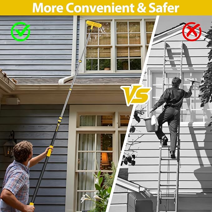 25 Foot High Ceiling Duster Kits with 4.5-18ft Heavy Duty Extension Pole, High Reach Duster for Cleaning,Microfiber Feather Duster,Cobweb Duster,Ceiling Fan Duster,Window Squeegee & Cleaner