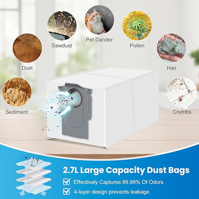 25 Pack Replacement Parts Compatible with Roborock Saros Z70 Robot Vacuum, Accessories Kit with 1 Main Brush,6 Dust Bags,6 Mop Pads,4 Hepa Filters,4 Side Brush