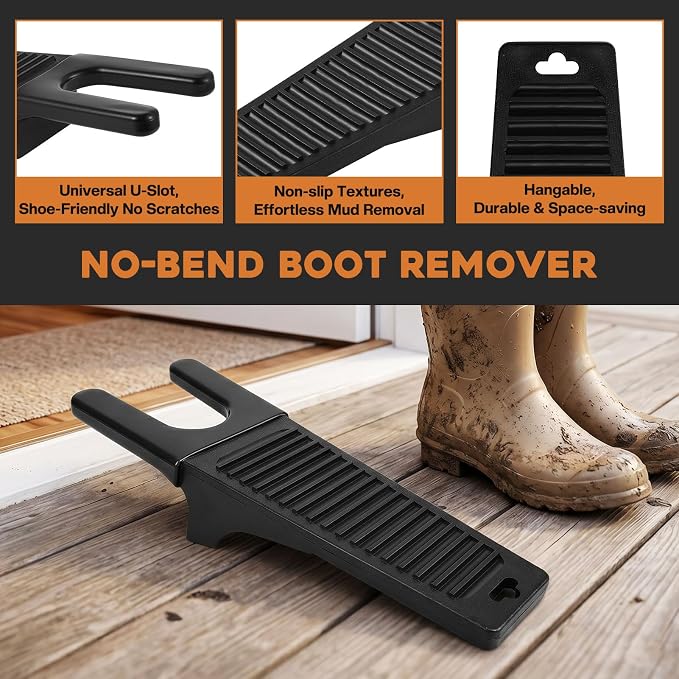 4Pcs Outdoor Heavy Duty Boot Scraper Brush Scrubber Boot Jack Shoe Scraper Brushes with Boot Hooks and Puller(Style B)
