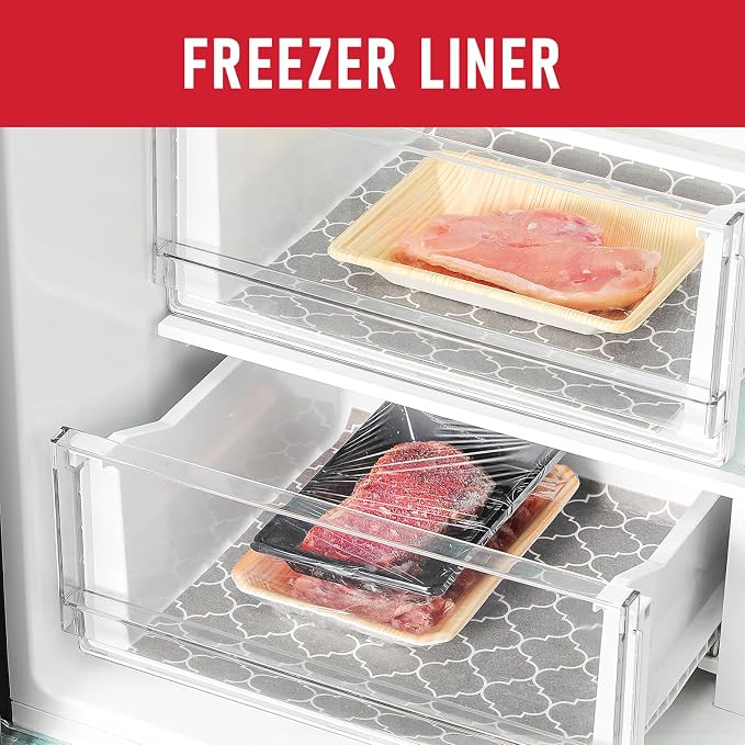 Cooyes Refrigerator Liners 17.7" x 360", Absorbent Strong Grip Fridge Mats Machine Washable, Non-Adhesive Refrigerator Shelf Liner for Fridge Bins & Kitchen Cabinets, Gray