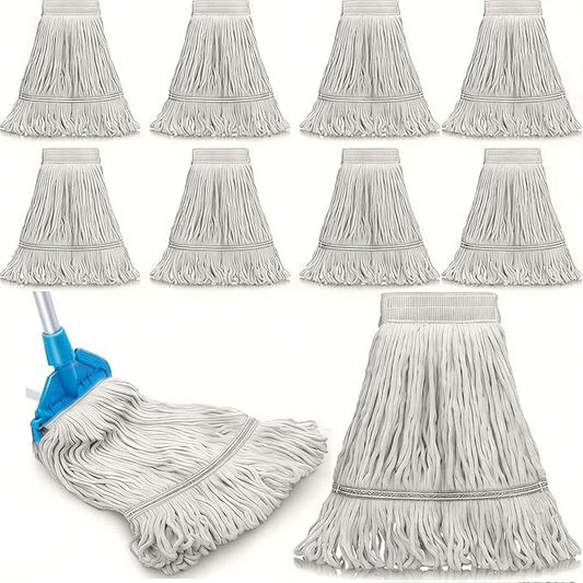 10 PCS 27.6 Inch Commercial Mop Head Refills – Heavy Duty Cotton Replacements for Industrial and Residential Floor Cleaning (White)