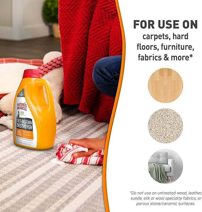 Nature's Miracle Set-In Stain Destroyer, 1 Gallon, For Cat Messes, Oxy Formula With Orange Scent (Pack of 4)