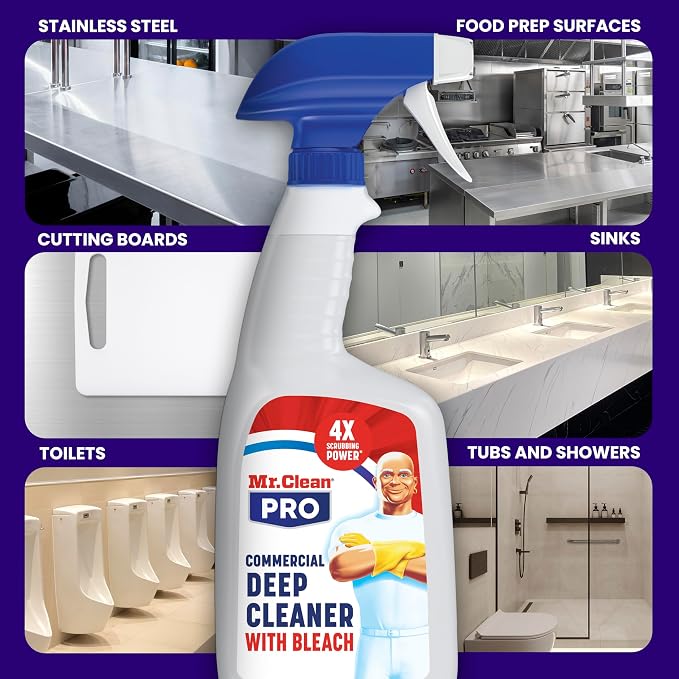 Mr. Clean PRO Deep Cleaner with Bleach for Hard Commercial Surfaces, Bulk Spray Refills, 1 gal (Case of 3)
