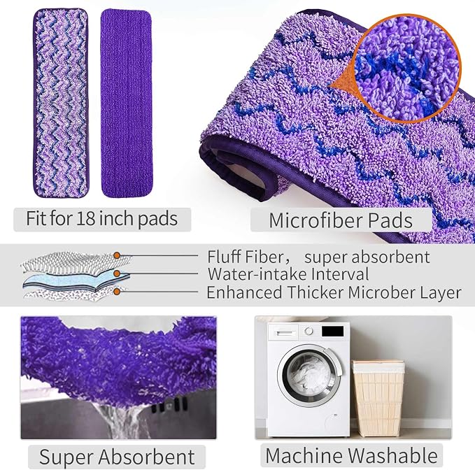 Spray Mop for Floor Cleaning with Bottle & 3 Microfiber Pads | Refillable bottle, washable pads, wet/dry flat mop for hardwood, laminate, wood & ceramic floors, home or commercial use