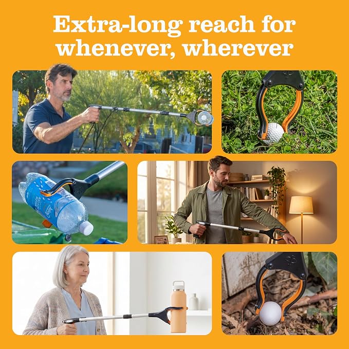 EZPIK Pro 43" Foldable Grabber Reacher Tool for Seniors - Grabbers for Elderly Reaching Tool Heavy Duty Pickup Trash Picker Upper Equipment - Claw Grabber Stick for Reaching Aids, Weed Gripper