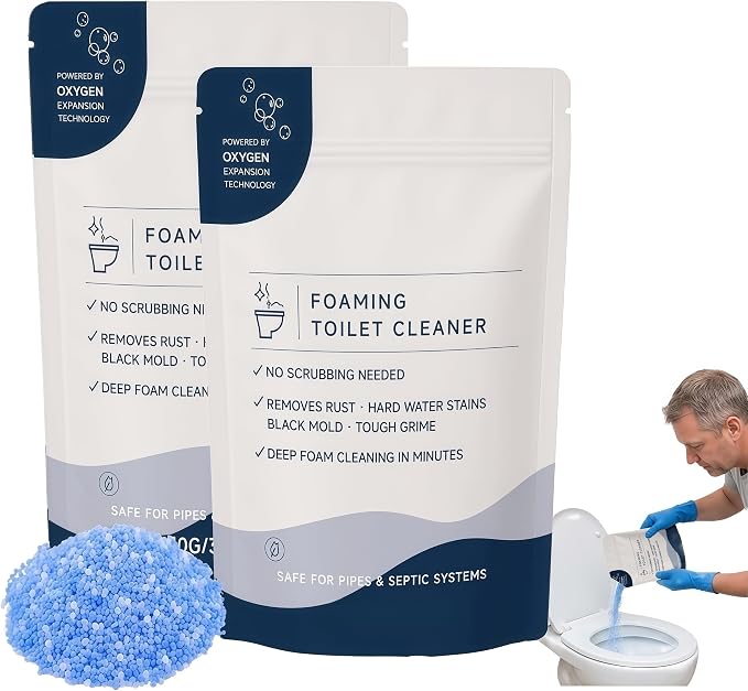 Restorabowl Toilet Cleaner, Foaming Powder, Stain Remover, No Scrub,2 Bags | Fast Dissolving,Fresh Scent,Quick-foaming,Porcelain scratch protection,Suitable for all types of toilets and toilet tanks